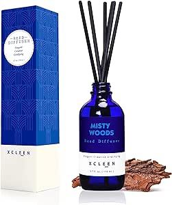 Xcleen Reed Diffusers, 3.7 Oz Misty Woods Scented Diffuser with Sticks, Oil Diffuser for Home, Bathroom, Office Decor, Long-Lasting Air Freshener