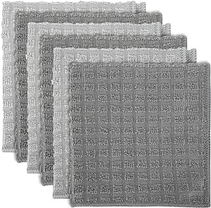 Airensky Kitchen Towels and Dish Cloths Value Set (6-Pack),Highly Absorbent, Super Soft, Long-Lasting Dish Rags,12x12 Inches,3 Dark Gray,3 Light Gray