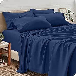 Full Sheet Set - 6 Piece Set - Hotel Luxury Bed Sheets - Ultra Soft - Deep Pockets - Easy Fit - Cooling & Breathable Sheets - Wrinkle Resistant - Cozy - Dark Blue - Full Sheets - 6 PC