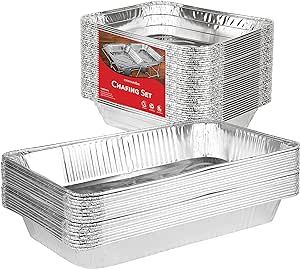 Chafing Dish Buffet Set Disposable - 21 x 13 (5 Pack) 9 x 13 (10 Pack) Aluminum Serving Trays, Catering Pans for Keeping Food Warm, Foil Chaffing Dishes for Buffets and Parties, Warming Tray