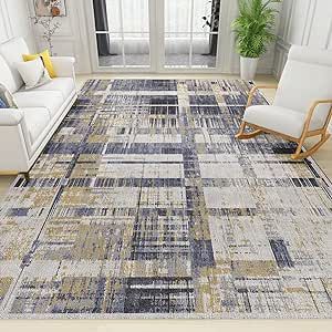Abstract Area Rugs Brown Area Rug Contemporary Floor Carpet Soft Non-Shedding for Living Room Bedroom Decor,5x8 feet