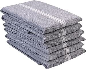 LANE LINEN Kitchen Towels Set - 100% Pure Cotton Dish Towels for Kitchen, Super Absorbent Kitchen Hand Towel, Grey Tea Towels, Soft & Durable Dish Cloths, Pack of 6 – 15”x25”, Grey Chambray