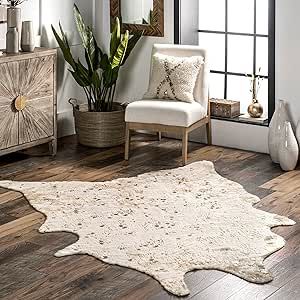 NuLOOM Iraida Contemporary Faux Cowhide Area Rug, 3' 10" x 5', Off-white
