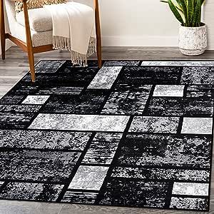 Luxe Weavers Geometric Squares Gray 5x7 Modern Abstract Area Rug, Colorblock Premium Carpet Non Shedding